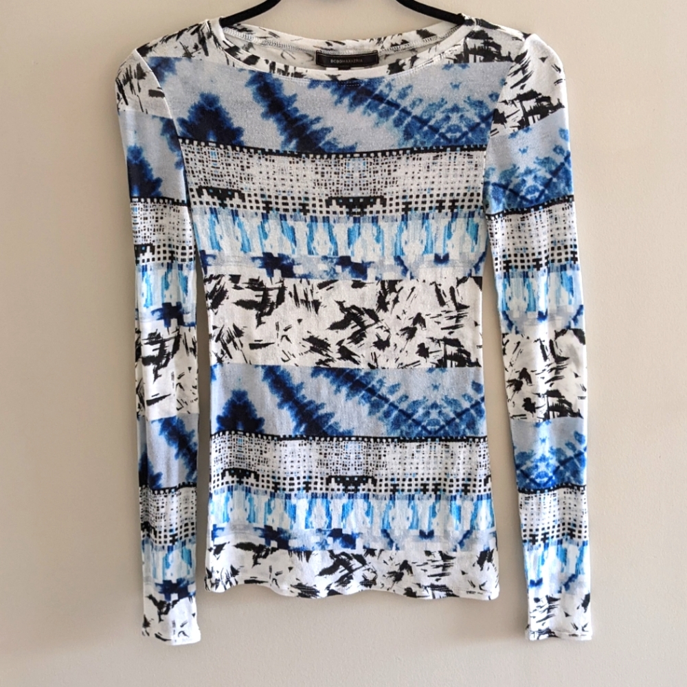 BCBGMaxAzria long sleeve patterned tee XS